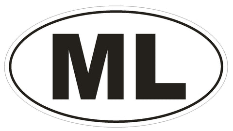 ML Mali Country Code Oval Bumper Sticker or Helmet Sticker D1049 - Winter Park Products
