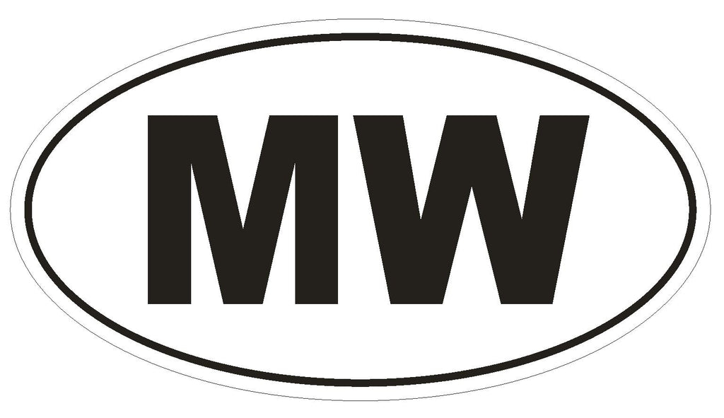 MW Malawi Country Code Oval Bumper Sticker or Helmet Sticker D992 Malawian - Winter Park Products