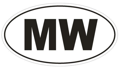 MW Malawi Country Code Oval Bumper Sticker or Helmet Sticker D992 Malawian - Winter Park Products