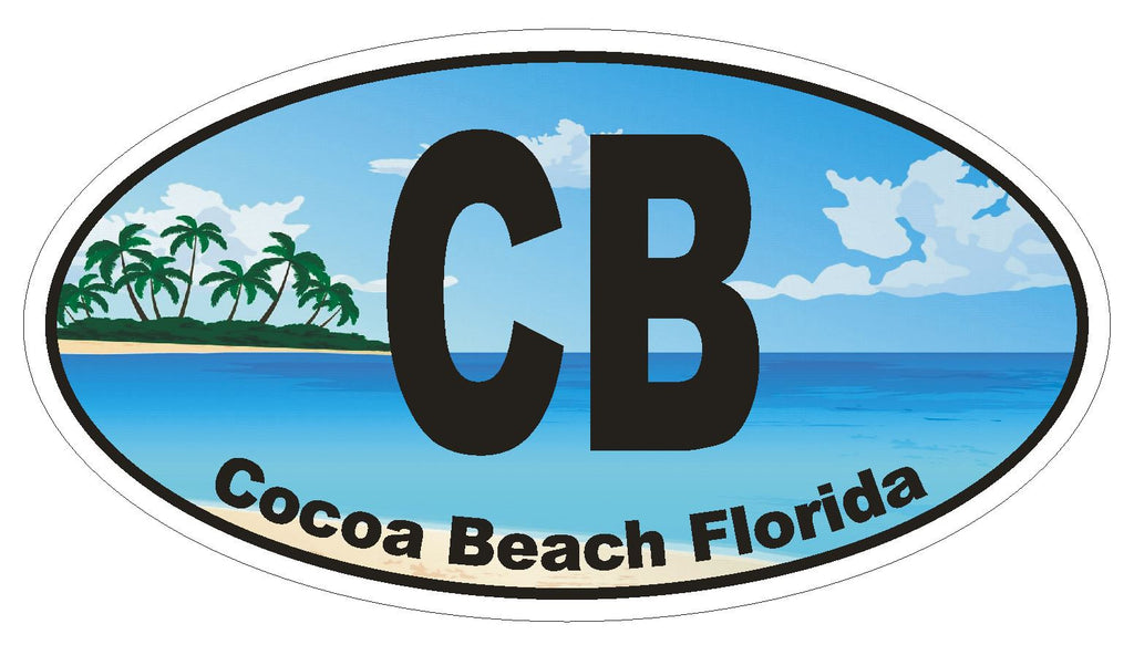 CB Cocoa Beach Florida Oval Bumper Sticker or Helmet Sticker D1123 - Winter Park Products