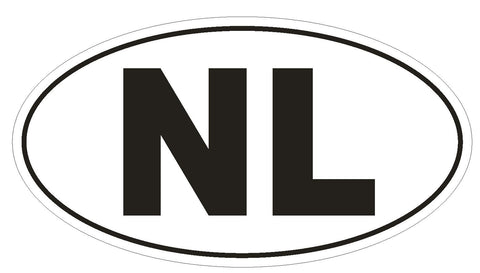 NL Netherlands Country Code Oval Bumper Sticker or Helmet Sticker D899 - Winter Park Products