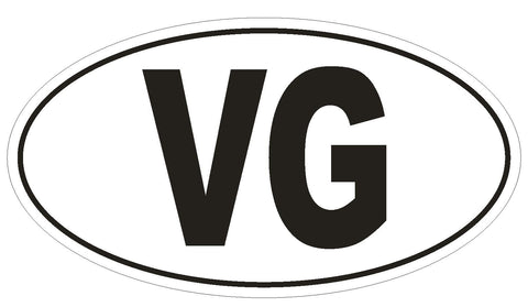 VG British Virgin Islands Country Code Oval Bumper or Helmet Sticker D911 - Winter Park Products