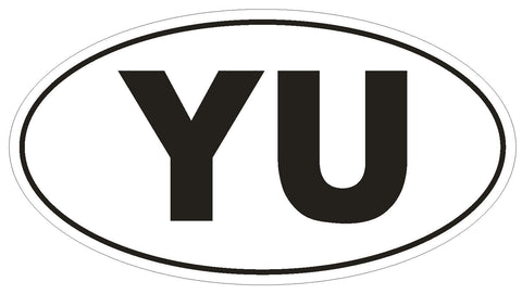 YU Yugoslavia Country Code Oval Bumper Sticker or Helmet Sticker D991 - Winter Park Products