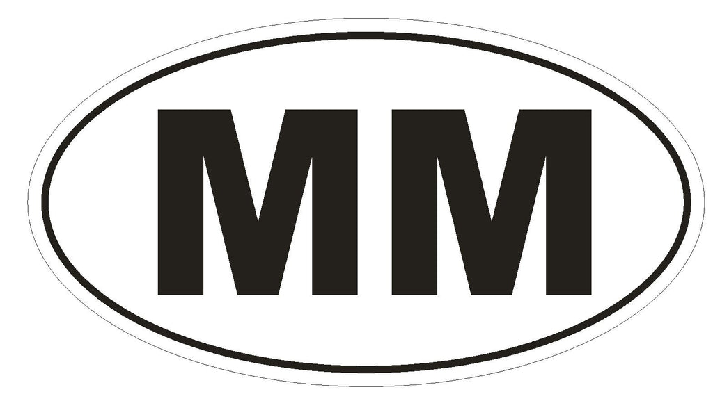 MM Myanmar Country Code Oval Bumper Sticker or Helmet Sticker D1057 - Winter Park Products
