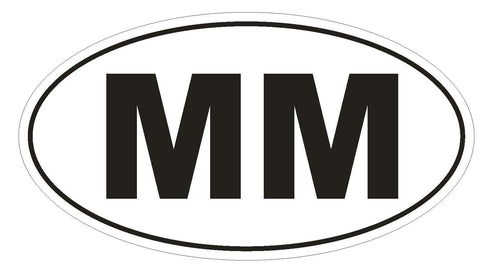 MM Myanmar Country Code Oval Bumper Sticker or Helmet Sticker D1057 - Winter Park Products
