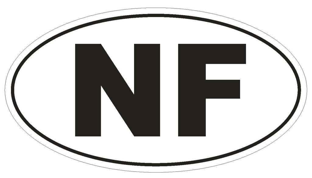 NF Norfolk Island Country Code Oval Bumper Sticker or Helmet Sticker D1064 - Winter Park Products
