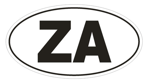 ZA South Africa Country Code Oval Bumper or Helmet Sticker D946 - Winter Park Products