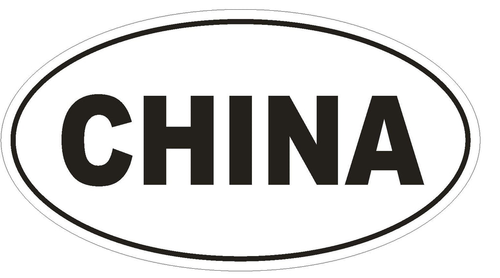 CHINA Country Code Oval Bumper Sticker or Helmet Sticker D1000 - Winter Park Products