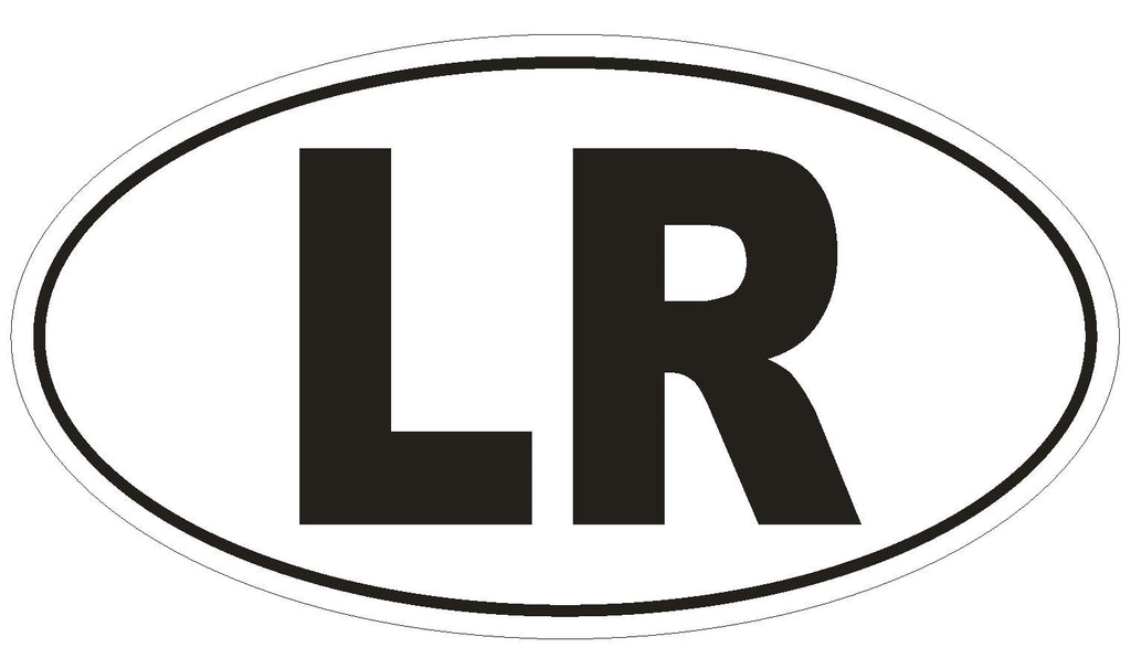 LR Liberia Country Code Oval Bumper Sticker or Helmet Sticker D1017 - Winter Park Products