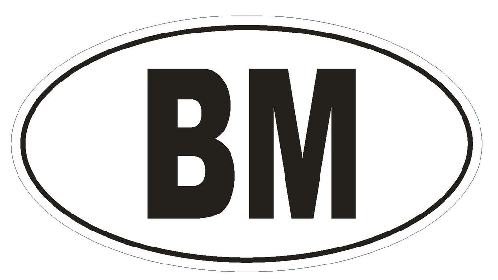 BM Bermuda Country Code Oval Bumper Sticker or Helmet Sticker D953 - Winter Park Products