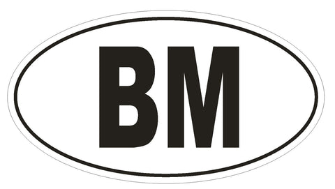 BM Bermuda Country Code Oval Bumper Sticker or Helmet Sticker D953 - Winter Park Products
