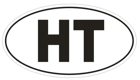 HT Haiti Country Code Oval Bumper Sticker or Helmet Sticker D1028 - Winter Park Products