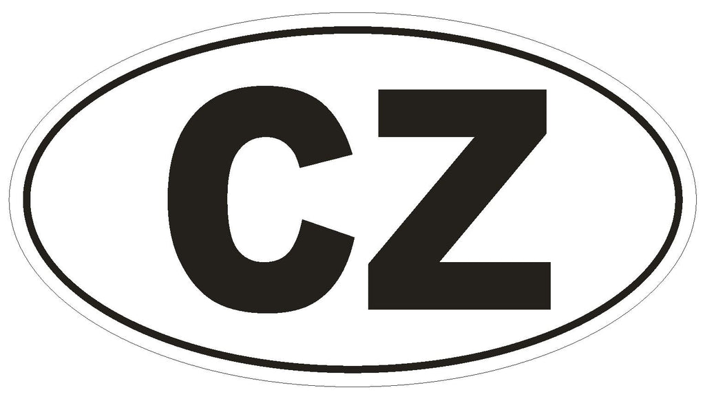CZ Czech Republic Country Code Oval Bumper Sticker or Helmet Sticker D903 - Winter Park Products