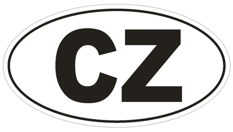 CZ Czech Republic Country Code Oval Bumper Sticker or Helmet Sticker D903 - Winter Park Products