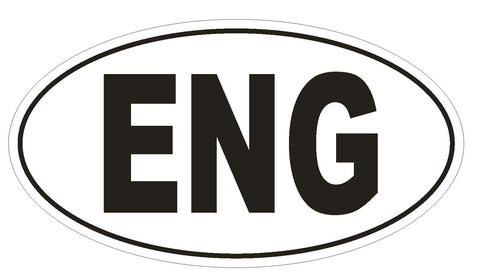 ENG England Country Code Oval Bumper Sticker or Helmet Sticker D928 - Winter Park Products