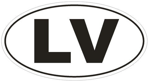 LV Latvia Country Code Oval Bumper Sticker or Helmet Sticker D938 - Winter Park Products