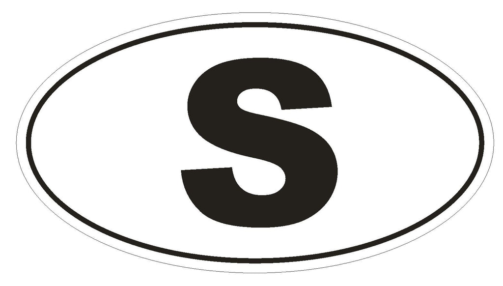 S Sweden Country Code Oval Bumper Sticker or Helmet Sticker D914 - Winter Park Products