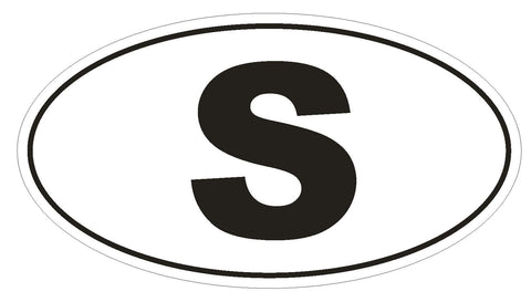 S Sweden Country Code Oval Bumper Sticker or Helmet Sticker D914 - Winter Park Products