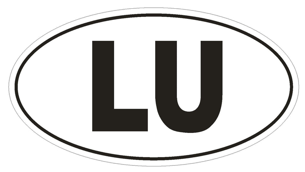 LU Luxembourg Country Code Oval Bumper Sticker or Helmet Sticker D1030 - Winter Park Products