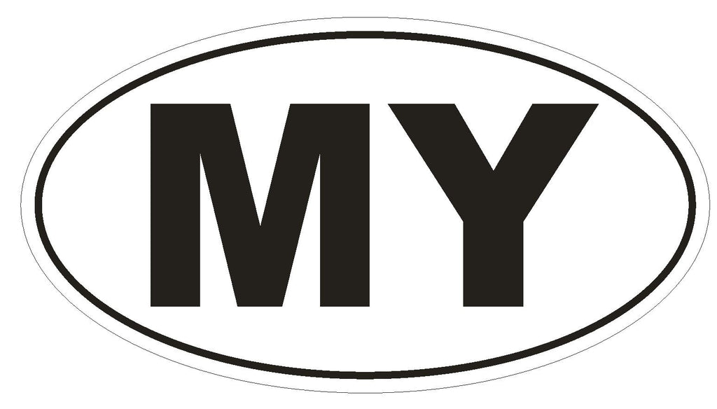 MY Malaysia Country Code Oval Bumper Sticker or Helmet Sticker D1047 - Winter Park Products