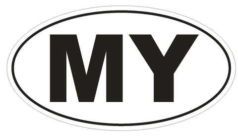 MY Malaysia Country Code Oval Bumper Sticker or Helmet Sticker D1047 - Winter Park Products