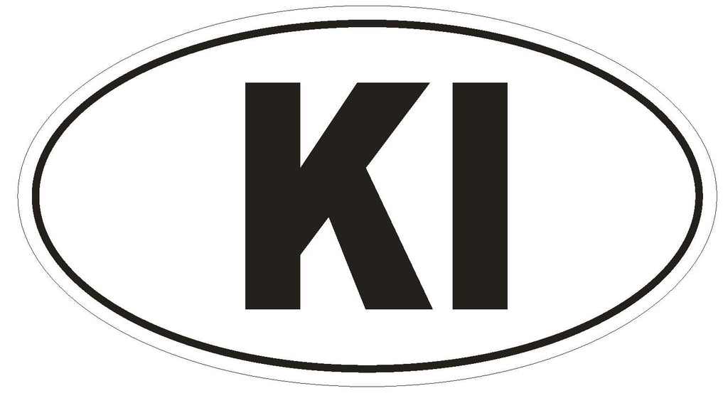 KI Kiribati Country Code Oval Bumper Sticker or Helmet Sticker D1037 - Winter Park Products