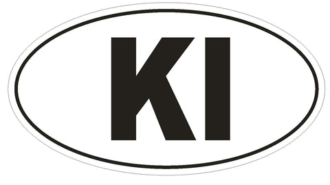 KI Kiribati Country Code Oval Bumper Sticker or Helmet Sticker D1037 - Winter Park Products