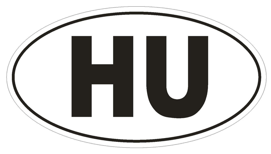 HU Hungary Country Code Oval Bumper Sticker or Helmet Sticker D964 - Winter Park Products