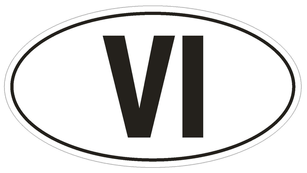 VI U.S. Virgin Islands Country Code Oval Bumper Sticker or Helmet Sticker D912 - Winter Park Products