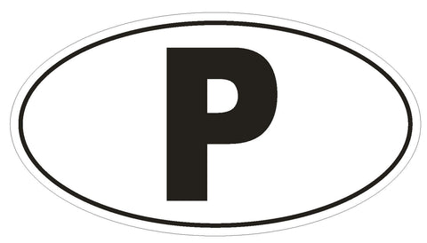 P Portugal Country Code Oval Bumper Sticker or Helmet Sticker D942 - Winter Park Products