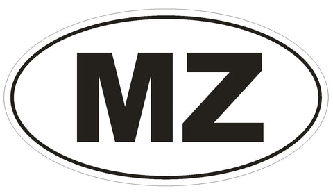 MZ Mozambique Country Code Oval Bumper Sticker or Helmet Sticker D1056 - Winter Park Products