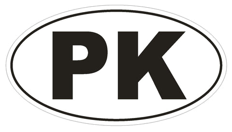 PK Pakistan Country Code Oval Bumper Sticker or Helmet Sticker D1066 - Winter Park Products