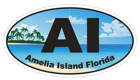 Amelia Island Florida Oval Bumper Sticker or Helmet Sticker D1131 - Winter Park Products