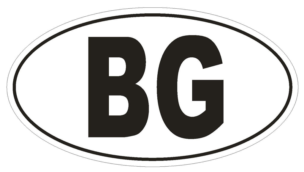 BG Bulgaria Country Code Oval Bumper Sticker or Helmet Sticker D913 - Winter Park Products