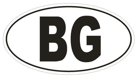 BG Bulgaria Country Code Oval Bumper Sticker or Helmet Sticker D913 - Winter Park Products