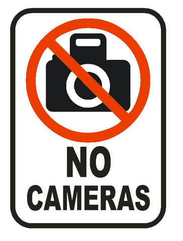 No Cameras Sticker Safety Decal Label D858 - Winter Park Products