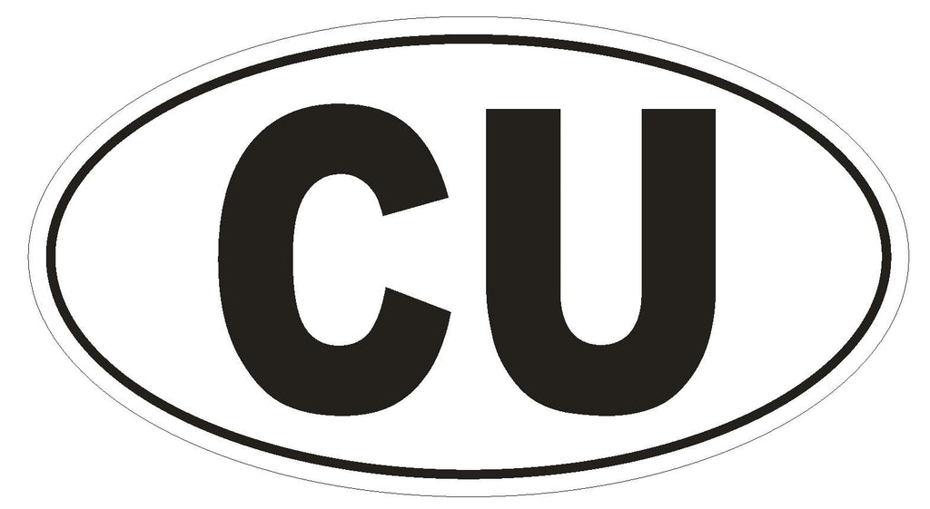 CU Cuba Country Code Oval Bumper Sticker or Helmet Sticker D969 - Winter Park Products