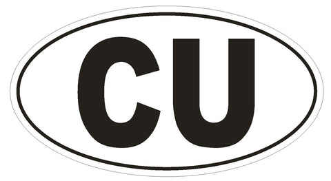 CU Cuba Country Code Oval Bumper Sticker or Helmet Sticker D969 - Winter Park Products