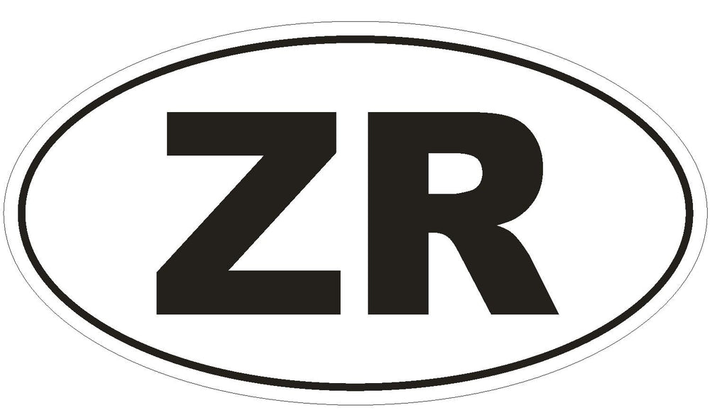 ZR Zaire Country Code Oval Bumper Sticker or Helmet Sticker D1079 - Winter Park Products