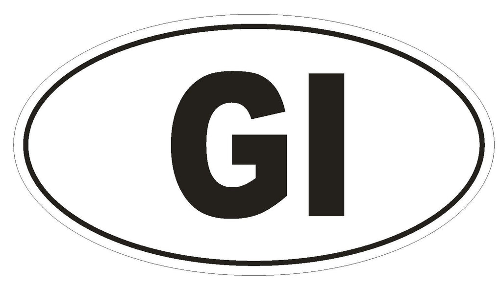 GI Gibraltar Country Code Oval Bumper Sticker or Helmet Sticker D975 - Winter Park Products