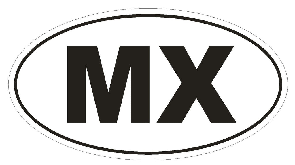 MX Mexico Country Code Oval Bumper Sticker or Helmet Sticker D1054 - Winter Park Products