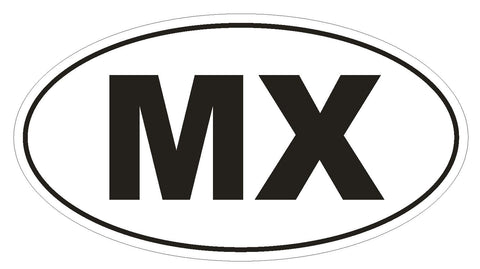 MX Mexico Country Code Oval Bumper Sticker or Helmet Sticker D1054 - Winter Park Products