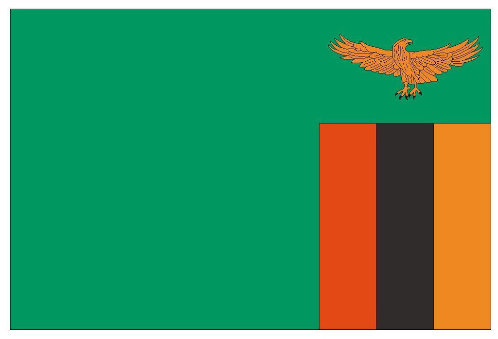ZAMBIA Vinyl International Flag DECAL Sticker MADE IN USA F568 - Winter Park Products
