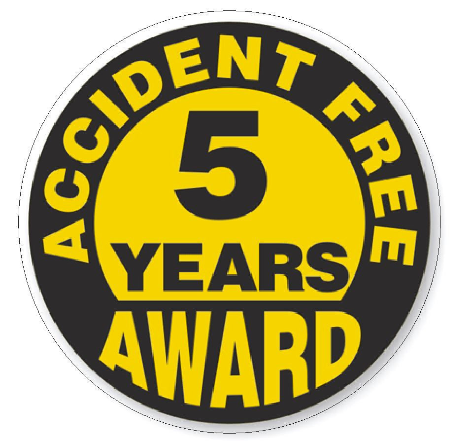 Accident Free 5 Year Award Hard Hat Decal Hard Hat Sticker Helmet Safety H52 - Winter Park Products