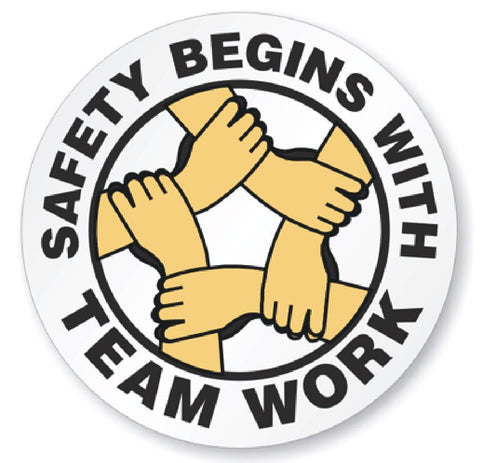 Safety Begins With team Work Hard Hat Decal Hardhat Sticker Helmet Label H171 - Winter Park Products