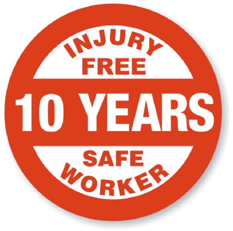 10 Year Safe Worker Award Hard Hat Decal Hardhat Sticker Helmet Label H114 - Winter Park Products