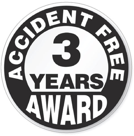 Accident Free 3 Year Award Hard Hat Decal Hard Hat Sticker Helmet Safety H50 - Winter Park Products