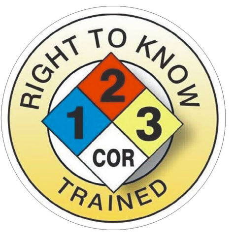 Right To Know Trained Hard Hat Decal Hard Hat Sticker Helmet Safety Label H22 - Winter Park Products