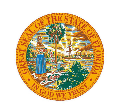 Pack of 75 Florida State Seal 3" Vinyl Sticker R6 - Winter Park Products