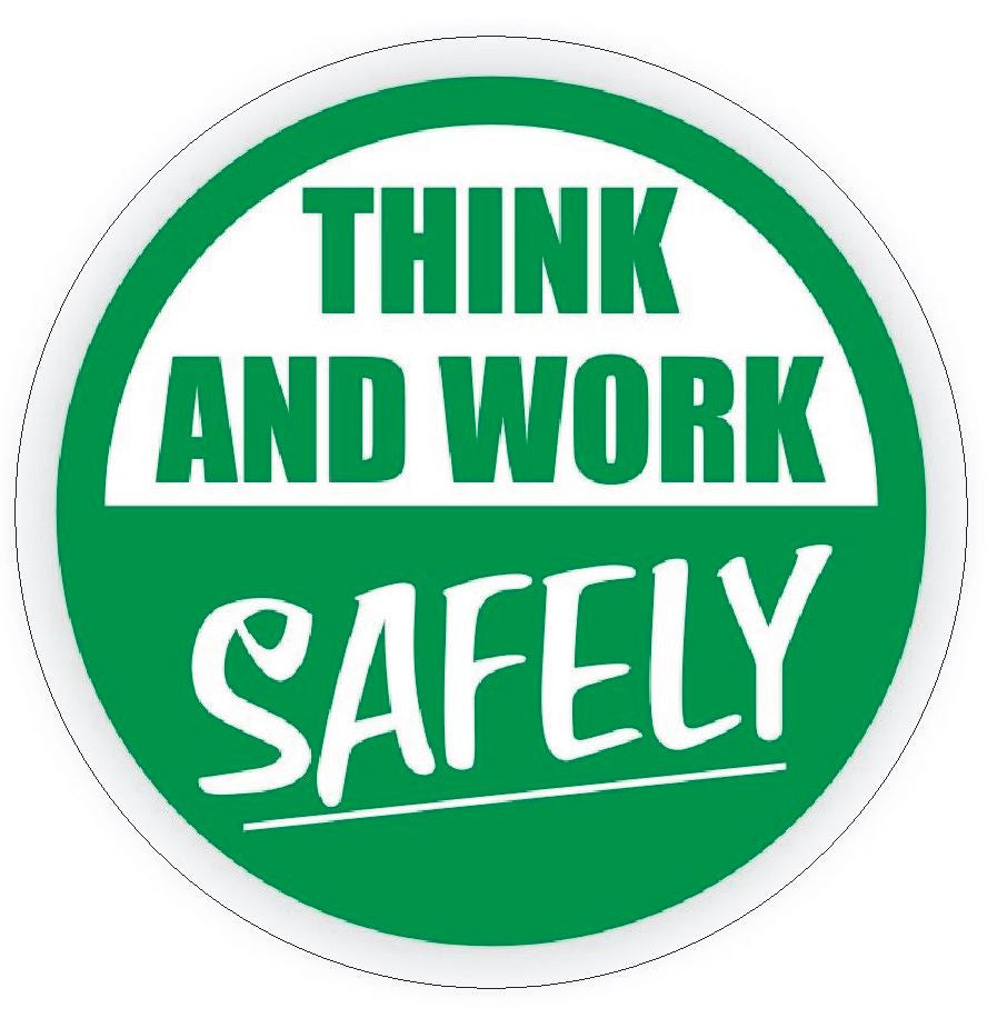 Think and Work Safely Hard Hat Decal Hard Hat Sticker Helmet Safety Label H19 - Winter Park Products